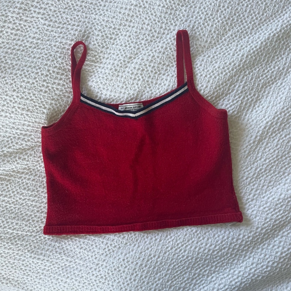 St. John Sport by Marie Gray Red Fitted Crop Tank Top